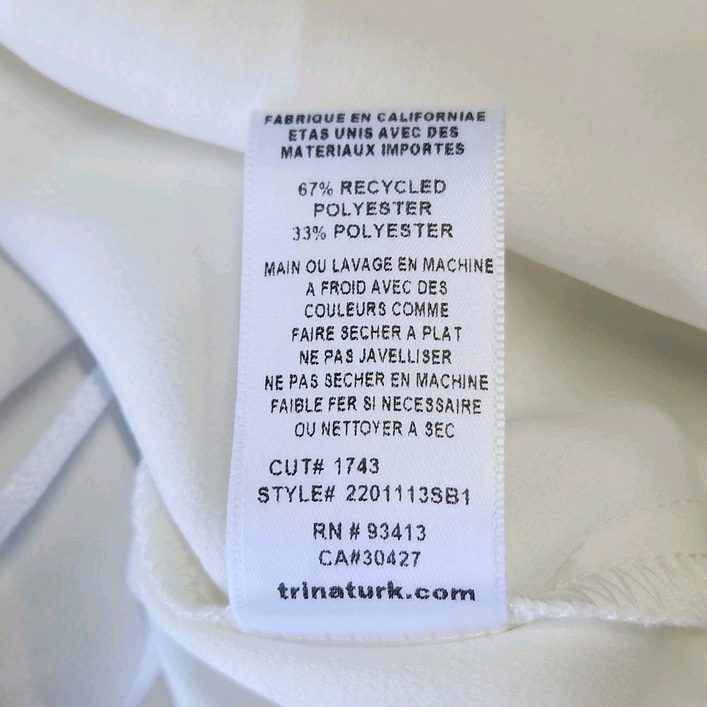 Trina Turk Hot Springs Top XS White One Shoulder Bow Ruffle Asymmetrical USA - Picture 9 of 10